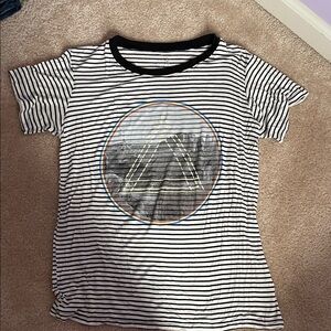 Striped Short Sleeve Graphic Tee - Black & White